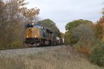 CSX 4551 & 5254 roll down Saugatuck Hill leading Q327